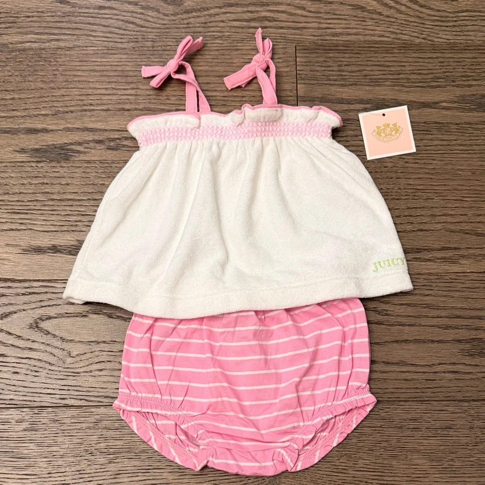 NWT Juicy Couture Pink Striped Diaper Cover Set